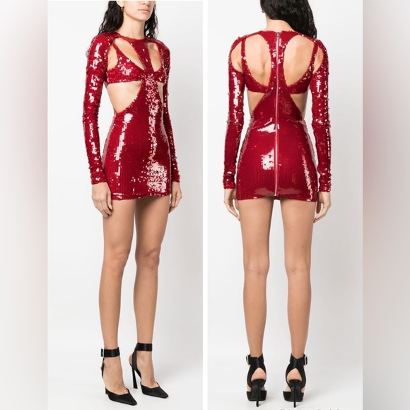LaQuan Smith Sequined Cut-Out Mini Dress - Picture 2 of 13